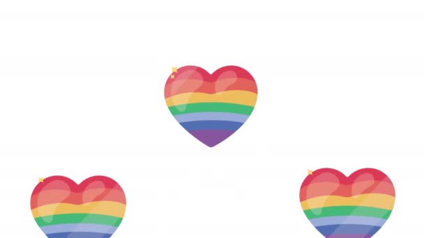 Флаг Сообщества Lgtbiq Сердцах Анимация Видео Анимировано — стоковое видео