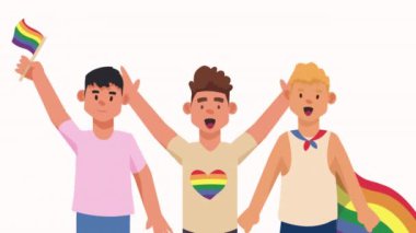 Igtbiq bayrak animasyonu 4k video animasyonlu gay erkek grubu