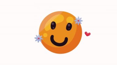 Mutlu gülümseme emoji sosyal animasyon 4k video animasyonu