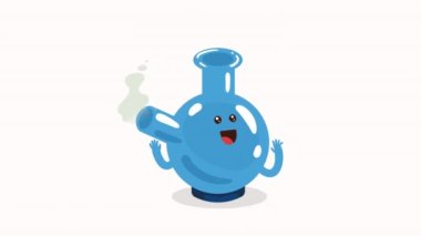 Cannabis bong pipe kawaii karakter animasyonu 4k video animasyonu