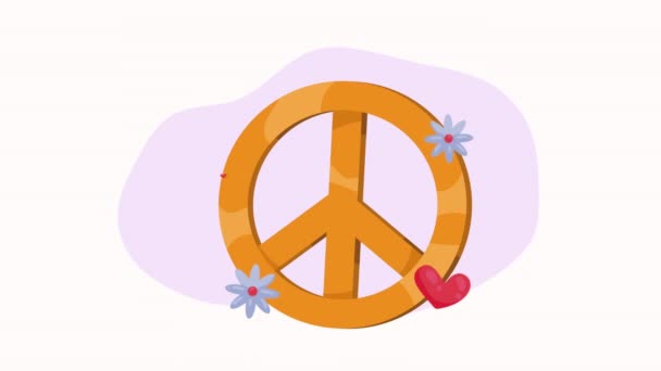 Peace Love Symbol Animation Video Animated — Stock Video