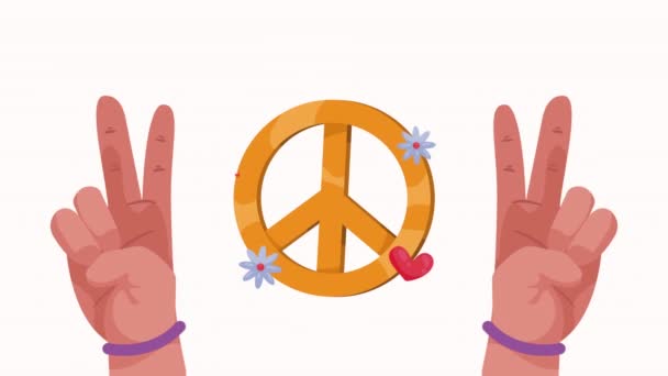 Mains Avec Paix Amour Symbole Animation Vidéo Animée — Video