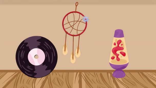 Анимация Стиле Ретро Лампы — стоковое видео
