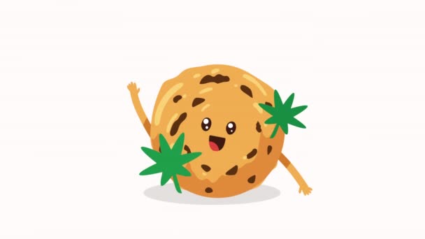 Cannabis Cookies Kawaii Postać Animacja Wideo Animowane — Wideo stockowe