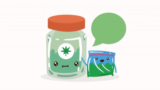 Cannabis Pote Kawaii Personagem Animação Vídeo Animado — Vídeo de Stock