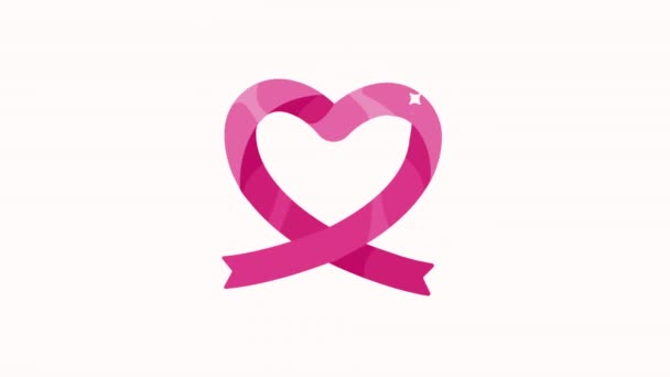 乳癌粉色带与心形动画4K视频动画 — 图库视频影像