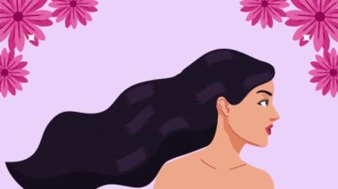 Mutlu çıplak kadınlar ve çiçekler animasyon 4K video animasyonu