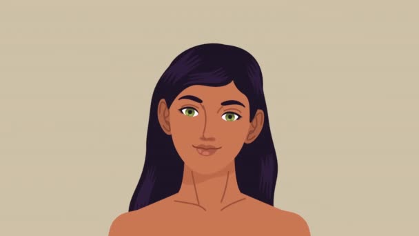快乐的黑发女人裸体动画4K视频动画 — 图库视频影像