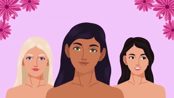 Grupo Meninas Beleza Animação Nua Vídeo Animado — Vídeo de Stock