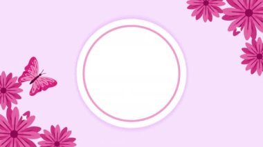 pembe kelebek ve çiçek animasyonu 4k video animasyonu