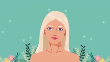 Çiçekli sarışın kız animasyon 4K video animasyonu