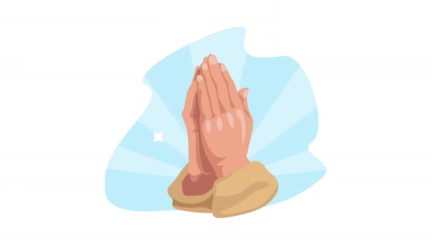 Manos Oración Humana Animación Religiosa Video Animado — Vídeos de Stock