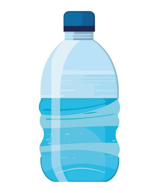 Saflık sembolü simgesi izole edilmiş mavi plastik su şişesi.