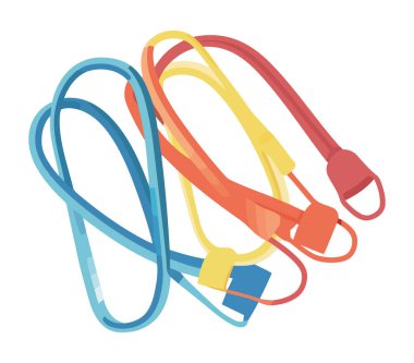 Spor simgesi için renkli elastik ipler izole edildi