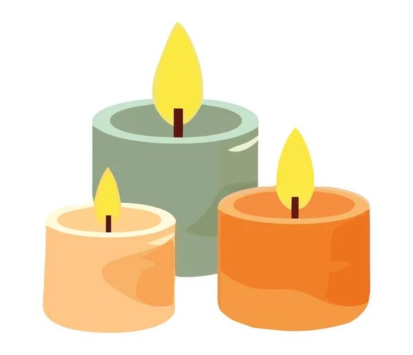 Glowing Candle Lights Decoration Icon Isolated — Stock Vector