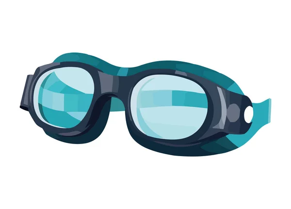Modern Swimming Goggles Design Blue Frames Icon Isolated — Stock Vector