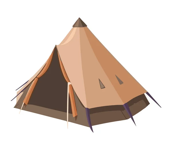 Adventure Symbolized Camping Tent Icon Isolated — Stock Vector