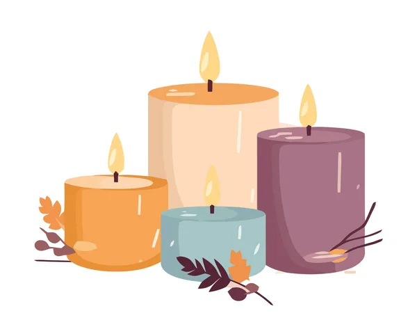 Candlelight Flickers Romantic Backdrop Icon Isolated — Stock Vector