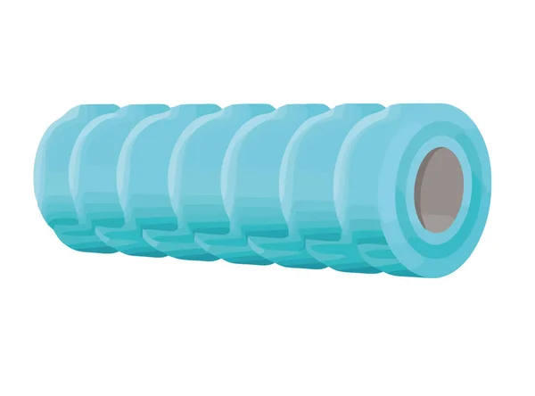 Yoga Foam Roller Blue Equipment Icon Isolated — Stock Vector