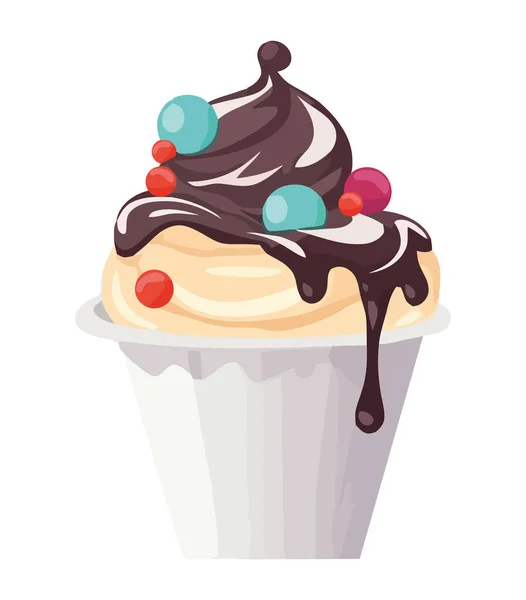 Изолированное Сладкое Мороженое Взбитым Шоколадом — стоковый вектор