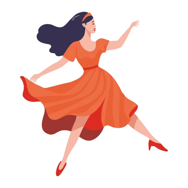Elegante Bailarina Saltando Con Gracia Alegría Icono Aislado — Vector de stock