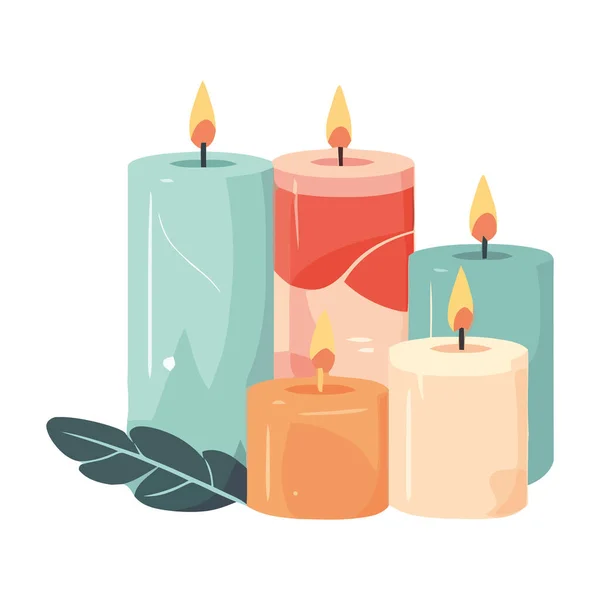 Candles Flame White Background Icon Isolated — Stock Vector