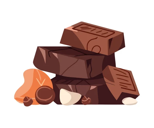 Сладкий Шоколад Конфеты Стек Орехи Значок Изолирован — стоковый вектор
