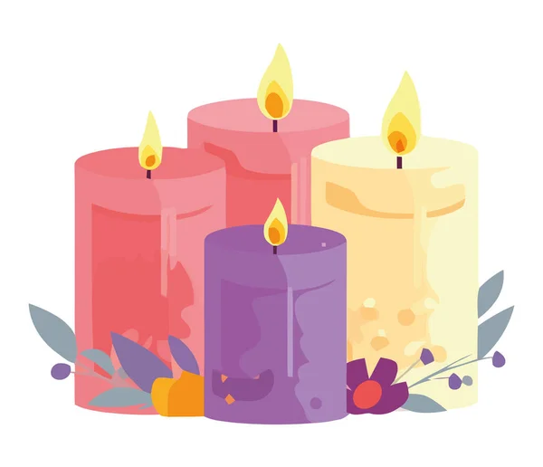 Bright Candlelight Symbolizes Relaxation Icon Isolated — Stock Vector