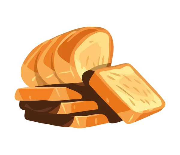 Nybakat Bröd Symboliserar Hälsosamma Matvanor Ikon Isolerad — Stock vektor