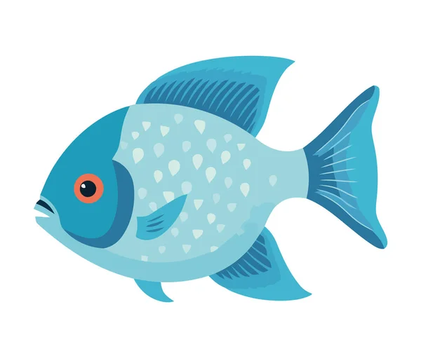 Peixe Bonito Nadando Ícone Animal Tropical Azul Isolado — Vetor de Stock