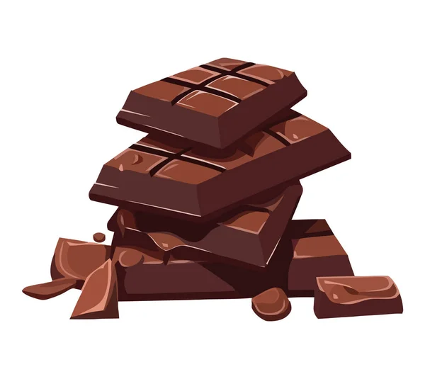 Sweet Chocolate Candy Stack Isolated White Background Icon — Stock Vector
