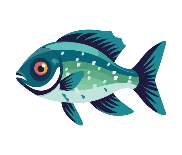 Peixe Natação Ícone Design Azul Isolado — Vetor de Stock