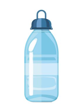 Serinletici sıvı ikon izole edilmiş mavi plastik su şişesi