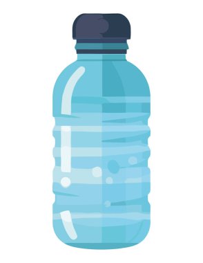 Saf su ikonu izole edilmiş şeffaf plastik şişe.