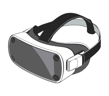 Dijital video oyunu simgesini izleyen fütürist kulaklık izole edildi