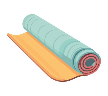 Mavi arkaplan simgesi üzerindeki yoga minderi izole edildi