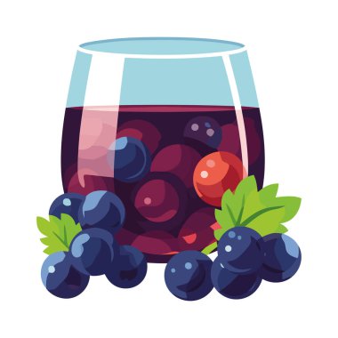 Taze üzüm suyu, doğal tatlı ikonu izole edilmiş.