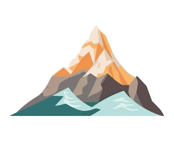 Mountain Peak White Background Icon Isolated — Stock Vector