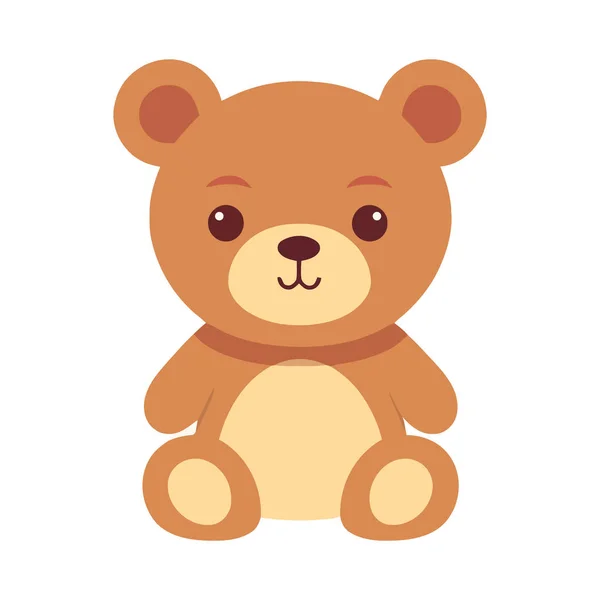 Улыбающийся Ребенок Сидит Милым Значком Плюшевого Медведя Изолирован — стоковый вектор
