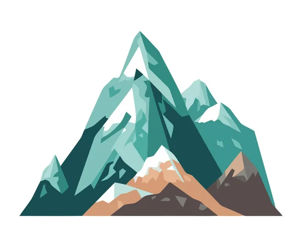 Dağ Zirvesi Kar Kaplı Doğa Güzelliği Ikonu Izole Edilmiş — Stok Vektör