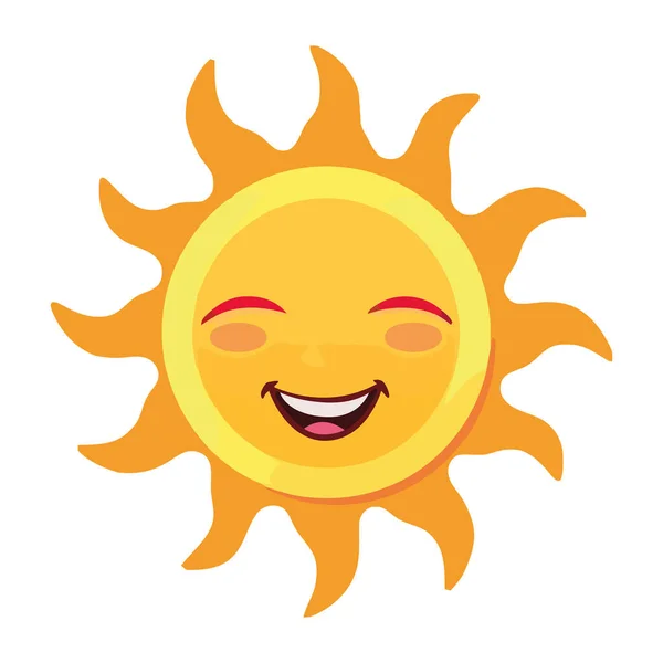 Lachende Zon Mascotte Brengt Geluk Warmte Pictogram Geïsoleerd — Stockvector