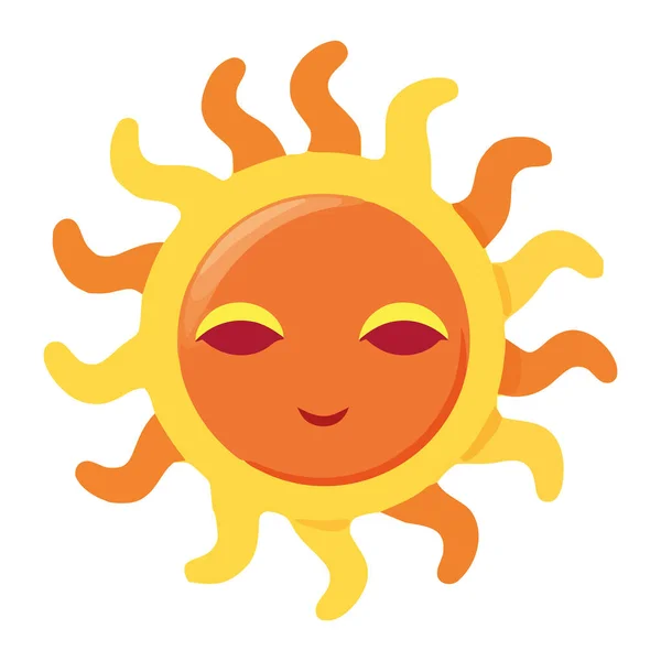 Smiling Sun Mascot Brings Cheerful Summer Fun Icon Isolated — Stock Vector