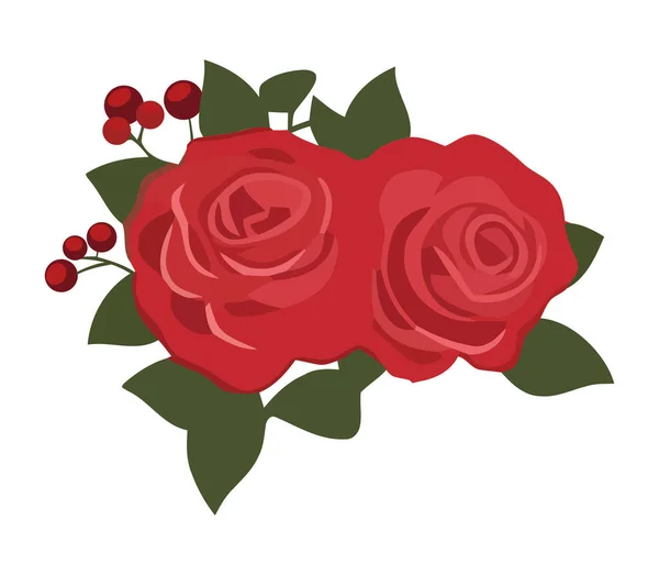 Buquê Delicado Flores Vermelhas Ícone Isolado — Vetor de Stock