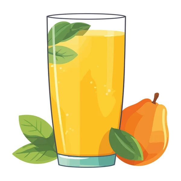 Saftiger Zitrusfruchtcocktail Trinkglas Isoliert — Stockvektor