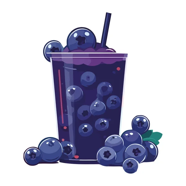 塑料桶中的多汁蓝莓鸡尾酒 清凉的夏天隔离 — 图库矢量图片