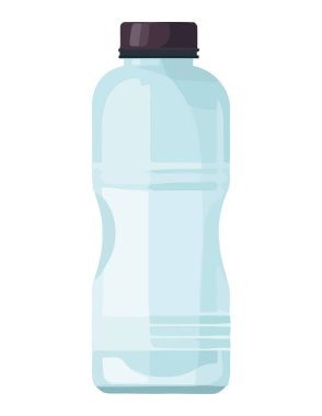 Saf içme suyu ikonu olan şeffaf plastik şişe izole edilmiş.