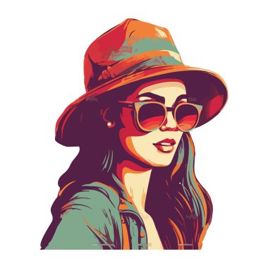 güneş gözlüğü ile genç kadın izole