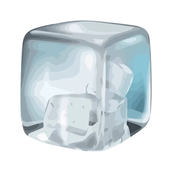 Ghiaccio Congelato Cubo Icona Design Isolato — Vettoriale Stock