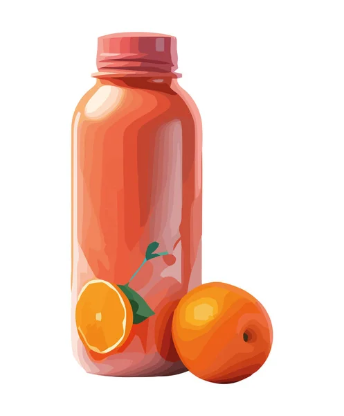 在瓶子图标中分离新鲜的有机柠檬汁 — 图库矢量图片