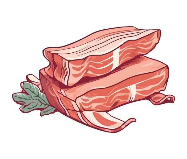 Bacon Porco Acabado Cozinhar Ícone Deleite Gourmet Isolado —  Vetores de Stock